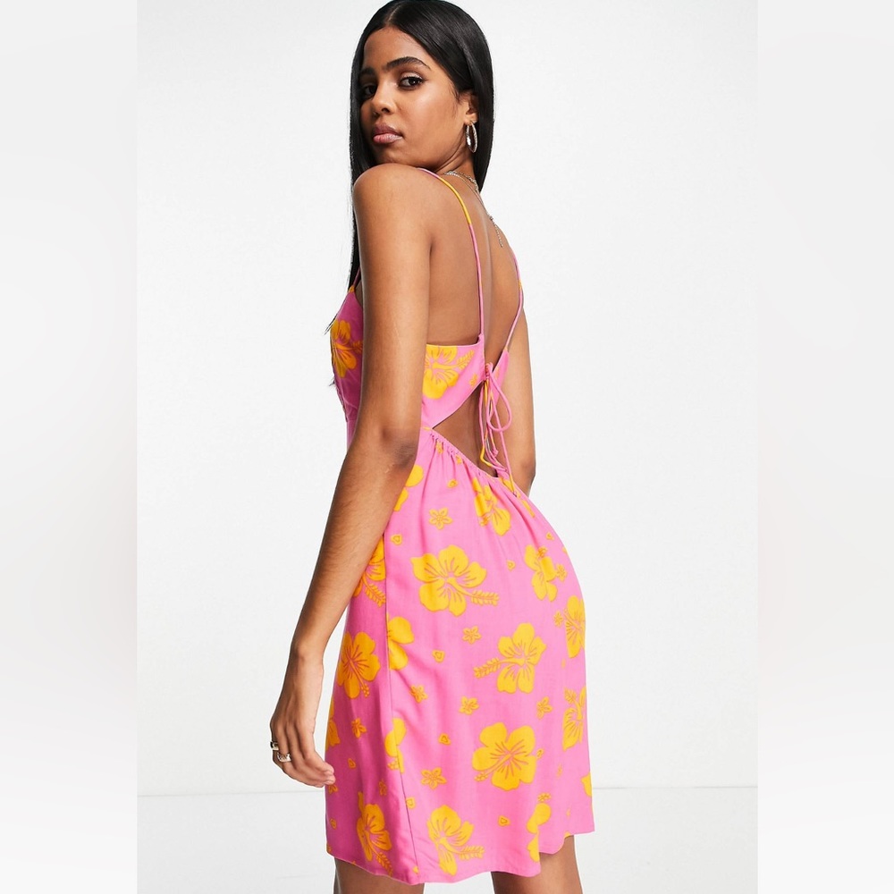 Tie back mini slip dress